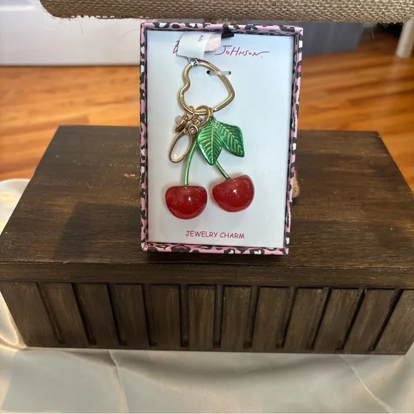 Betsey Johnson Red Cherry and Green Leaf Charm - Picture 1 of 5